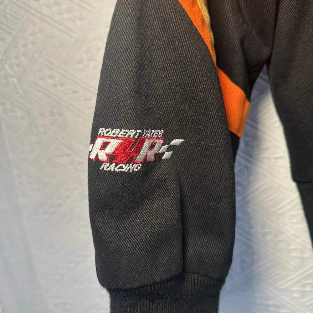 JH Design OrangeM&M #38 Yates Kids Vtg Jacket Nascar Racing Youth L or XS/S Wms.